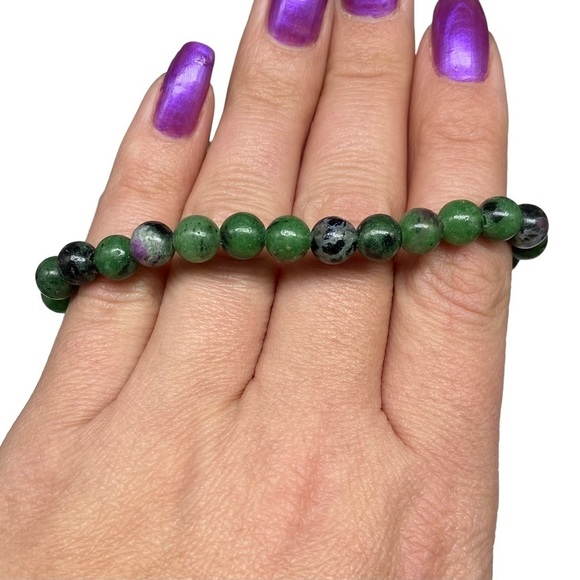6mm Ruby Zoisite Stretch Bracelet Beads Beaded Crystal Stone Gemstone Green - Picture 4 of 6